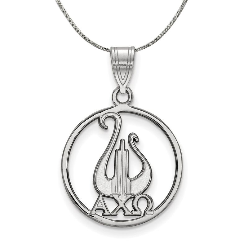 Sterling Silver Alpha Chi Omega Large Circle Necklace - 16 Inch